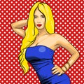 woman in blue dress on a background. EPS vector