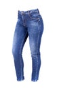 Sexy woman blue jeans. Female legs in jeans isolated on white Royalty Free Stock Photo