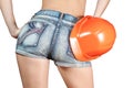 woman body in jean shorts Royalty Free Stock Photo
