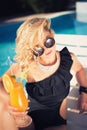 woman drinking cocktail Royalty Free Stock Photo