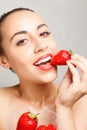 Woman Eating Strawberry Royalty Free Stock Photo