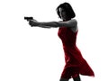 woman holding gun silhouette Royalty Free Stock Photo