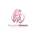 Sexy woman logo with line style design, solon icons, beauty