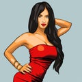 woman in red dress on a background. EPS vector