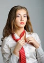 Woman with Red Tie Royalty Free Stock Photo