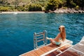 woman relax on yacht in sea