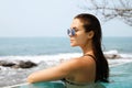 Sexy woman relaxing in the swimming pool Royalty Free Stock Photo