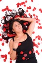 woman with rose petals. Royalty Free Stock Photo