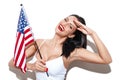 woman salute with usa flag