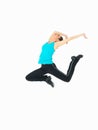 woman showing fitness moves, white background