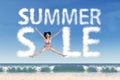 woman with summer sale cloud Royalty Free Stock Photo