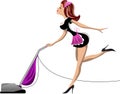 Woman Using Vacuum Cleaner Royalty Free Stock Photo