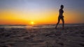 woman walk and run on sand beach Royalty Free Stock Photo