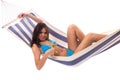 woman wearing bikini relax on hammock