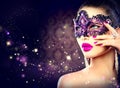 woman wearing carnival mask Royalty Free Stock Photo