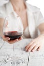 woman in white holding wine glass Royalty Free Stock Photo