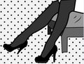 women legs in high heels shoes and black stockings. Pop art style illustration, black and white tones Royalty Free Stock Photo