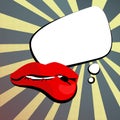 womens shiny red lips comment pop art