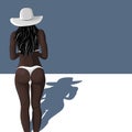 young african girl in swimsuit and sun hat Royalty Free Stock Photo
