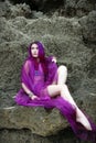 young bikini model with long purple hair Royalty Free Stock Photo
