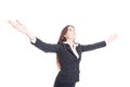 young business woman holding arms wide spread expressing su Royalty Free Stock Photo