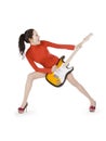 young female posing with guitar Royalty Free Stock Photo