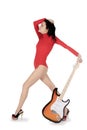 young female posing with guitar Royalty Free Stock Photo