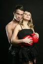 young male boxer with blond beautiful girl Royalty Free Stock Photo