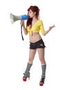 young red-haired woman with megaphone Royalty Free Stock Photo