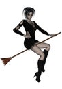 young witch on a broomstick Royalty Free Stock Photo