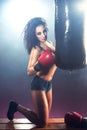 Sexygirl boxer posing in gym Royalty Free Stock Photo