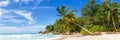 Seychelles Anse Georgette beach Praslin island palm panoramic view holidays vacation paradise sea Royalty Free Stock Photo