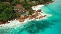 Seychelles beach aerial view of Praslin Island Anse Lazio beach Royalty Free Stock Photo