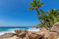 Seychelles beach with beautiful rocks and turquoise sea