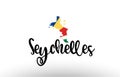 Seychelles country big text with flag inside map concept logo