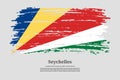 Seychelles flag with brush stroke effect and information text poster, vector