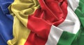 Seychelles Flag Ruffled Beautifully Waving Macro Close-Up Shot Royalty Free Stock Photo