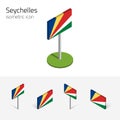 Seychelles flag, vector 3D isometric icons Royalty Free Stock Photo