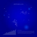 Seychelles illuminated map with glowing dots. Dark blue space background. Vector illustration