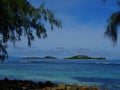 Seychelles, Praslin Island, Grand Anse beach, view of the Cousin Cousine Islands Royalty Free Stock Photo