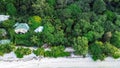 Seychelles Islands, drone view, aerial landscape of tropical forest Royalty Free Stock Photo