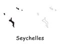 Seychelles Country Map. Black silhouette and outline isolated on white background. EPS Vector