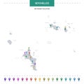 Seychelles map with location pointer marks.