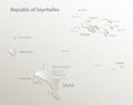 Seychelles map with names of Seychelles islands, effect 3D paper natural