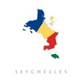 Seychelles National Map with flag illustration. Vector illustration with national flag and map simplified shape of Republic of