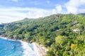 Seychelles Takamaka beach Mahe island landscape scenery vacation ocean drone view aerial photo