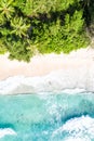 Seychelles Takamaka beach Mahe portrait format vacation paradise ocean drone view aerial photo