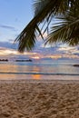 Seychelles tropical beach at sunset Royalty Free Stock Photo