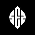 SEZ circle letter logo design with circle and ellipse shape. SEZ ellipse letters with typographic style. The three initials form a Royalty Free Stock Photo