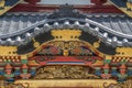 Sezonin temple colorful facade carved golden Dragon. Nagano City, Japan